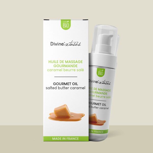 Huile de massage gourmande caramel beurre salé bio 100 ml - Divinextases