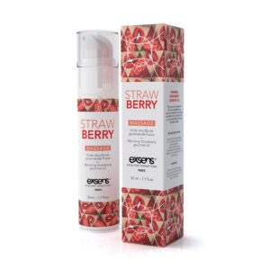 huile de massage gourmande, Goût Fraise & Strawberry proposée par Exsens